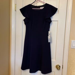 Eliza J navy fit and flare dress - lots of stretch!